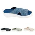 Wazshop Men Women Slip On Slippers Casual Summer Bath Wedge Shoes Non-slip Slider Sandals Household Slipper