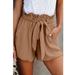 Women's Summer Elastic Waist Tie Solid Color Casual Shorts Plus Size Loose High Waist Simple Shorts Wide Leg Shorts