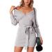 Womens Sexy V Neck Long Batwing Sleeve Bodycon Sweater Dress