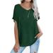 Ladies New Fashion Trend Round Neck Short Sleeve Pure Color Loose Casual T-Shirt
