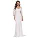 Ever-Pretty Women Pure V-neck Mermaid Long Chiffon Sleeves Maxi Wedding Prom Gown 00248 Cream US12