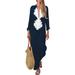 Ladies Long Dress Boho Long Sleeves V Neck Casual Maxi Dress New