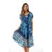 21803-PUR-3X Riviera Sun Dress Dresses for Women (Turquoise / Navy, Large)