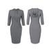 Women's Plus Size Hoodie Dress 3/4 Sleeve Casual Stripe Pullover Sweater Tunic with Kangaroo Pocket Holidays Lounge Office Overall Dress Work Wear Womens Plus Dresses