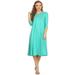 MOA COLLECTION Women's Solid Casual Basic Comfy 3/4 Sleeve Loose Fit A-line Midi Dress/Made in USA