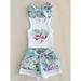 3PCS Toddler Kids Baby Girls T-shirt Vest Tops+Pants Outfits Summer Clothes Set 12-18 Months