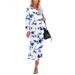 Sexy Dance Autumn Ladies Holiday Crew Neck Floral Midi Dress Boho Split A Line Dress Womens Crew Neck Split T Shirt Dress Long Sleeve Tie Dye Swing Dress