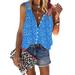 Sexy Dance Button Down Cami Vest For Women Holiday Beach Loose Tank Tops Summer Casual Floral Print Sleeveless Tops