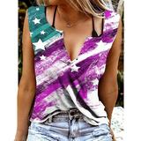 New Women's Summer Sleeveless Butterfly Print Blouse Shirt Buttons Sexy V Neck Off Shoulder Pullover Tops