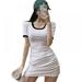 Wisremt T-Shirt Dress Women Short Dress Short Sleeve Long T Shirt Slim O-Neck Sexy Mini Ladies Dress Robe Camiseta Vestidos