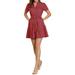 Allegra K Junior's Ruffle Collar V Neck Short Sleeve Above Knee Shirt Dress