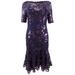 Adrianna Papell Women's Sequin Short-Sleeve Dress (2, Aubergine)