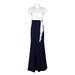 Adrianna Papell V-Neck Short Sleeve Gathered Side ZIpper Back Color Blocked Crepe Dress-IVORY MIDNIGHT