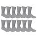 Yacht & Smith 12 Pairs of Youth Girl Socks, Girls Crew Socks, Girls Athletic Socks (6-8, Gray)