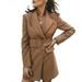 Womens Plus Size Wool Lapel Long Coat Trench Parka Jacket Overcoat Outwear Winter