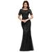 Ever-Pretty Womens Plus Size Lace Evening Dresses for Women 07624 Black US20