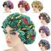 Bluelans Printed Round Hat Women Stylish Floral Print Double Layer Large Hair Care Cap Sleep Bath Head Wrap