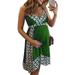 Selfieee Women's Maternity Sleeveless Stripr V-neck Tank Pregnancy Dress 40055 Green XXX-Large
