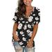 Loalirando Women Summer Loose Style T-shirt Printed Pattern Tops Base Shirt