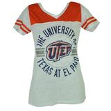 NCAA UTEP Texas El Paso Miners V Neck Women Ladies Tshirt Tee Red Blue White Medium