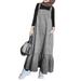 ZANZEA Womens Dresses Square Neck Strappy Plaid Pinafore Loose Casual Flounce Hem Dress