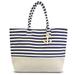 Zodaca Stripes Women Handbag Ladies Large Shoulder Tote Purse Messenger Bag (Size: 22" L x 6" D x 15.5" H) - Navy/White