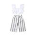 Seyurigaoka Summer Kids Baby Girls Outfit Set Ruffle Crop Top Stripe Pants