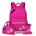 3 in 1 School Bag for Primary Girls, Waterproof Nylon Shoulder Daypack Polka Dot Backpacks Backpacks Cell Phone Messenger Bags Pencil Case, Pink