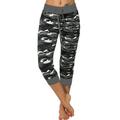 Women Camo Crop Jeggings High Waist Pants Plus Size Elastic Waist Stretchy Oversized Leisure Active Pants