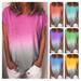 Women Casual Loose Blouse Tops Rainbow Short Sleeve T Shirt Tops Blouse Lot
