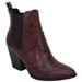 Soda Women Ankle Boots Elastic Slip On Booties Block Heel Pointy Toe MATTHEW-S Red Burgundy Python 8.5