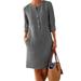 Women Plus Size Linen Look Casual T-Shirt Dress Casual Beach Sundress