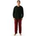 #followme Mens PJ Set - Fleece Pajama Bottom w/ Thermal Top (Black with Red Black Buffalo Plaid Pant, XX-Large)