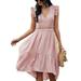 Sexy Dance Womens Dresses Elegant Ruffles Cap Sleeveless Summer A-Line Midi Dress Irregular Swing Sundress Beach Holiday Ruffles Dresses