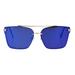 Color Mirrored Rimless Metal Horn Rim Flat Lens Sunglasses Gold Blue