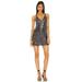 FREE PEOPLE Womens Silver Sequined Spaghetti Strap V Neck Mini Fit + Flare Cocktail Dress Size S