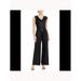 CONNECTED APPAREL Womens Black Tie Solid Sleeveless V Neck Tank Boot Cut Jumpsuit Size 24W