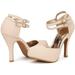 Dream Pairs Office-02 Women's Classy Mary Jane Double Ankle Strap Almond Toe High Heel Pumps Shoes Office-02 Nude/Nubuck Size 6.5