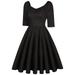 MintLimit Women's Vintage 1950s Retro Rockabilly Prom Dresses 3/4 Sleeve Button Cocktail Dress Pockets