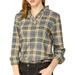 Allegra K Women's Ruffle V Neckline Blouse Long Sleeve Top Plaid Shirts