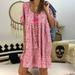 Winnereco Women O Neck Short Sleeve Floral Print Dress Casual Sundress (Pink 5XL)