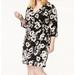 Womens Plus Floral-Print Faux-Wrap Sheath Dress 3X