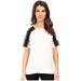 Calvin Klein Short Sleeve Top w/Lace Shoulder, Soft White, X-Large