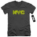 New York City Nyc Map Fill Adult V-Neck T-Shirt 30/1 T-Shirt Charcoal