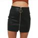 Womens Leather Skirt, Mini High Waist Casual Zip PU metallic element Slim Pencil Plus Size Leather skirt with buttocks