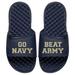 Navy Midshipmen ISlide Youth Beat Army Slogan Slide Sandals - Navy
