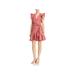 REBECCA TAYLOR Womens Pink Tie Ruffled Striped Cap Sleeve V Neck Short Wrap Dress Dress Size 6