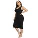 HDE Plus Size Bodycon Midi Dress Casual Fitted Jersey Tank Everyday Sundress (Black)