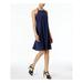 ALFANI Womens Navy Grommet-trim Sleeveless Square Neck Above The Knee Shift Dress Size 8