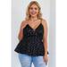 Plus Size Black Sleeveless Sequin V-neck Peplum Top